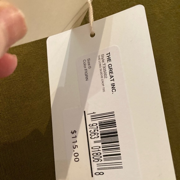 🔸NWT🔸The Great Long Sleeve Crop Tee in Fir Green - Picture 12 of 13